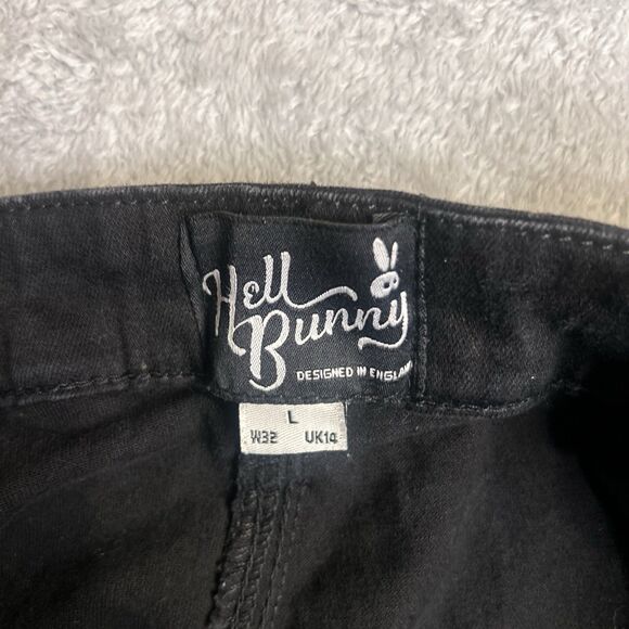 Hell Bunny Dakota Denim Pinafore Dress size large Overalls Skirt Dark Jean Dress - Picture 6 of 9